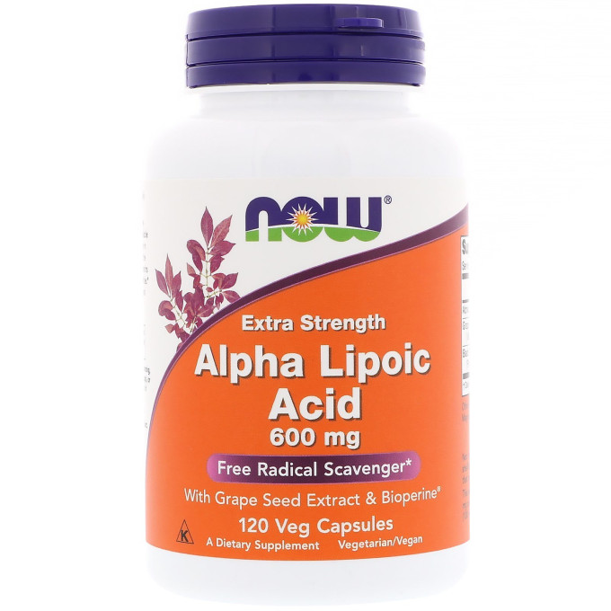 Альфа-липоевая кислота Alpha Lipoic Acid NOW FOODS 600 мг, 120 капсул