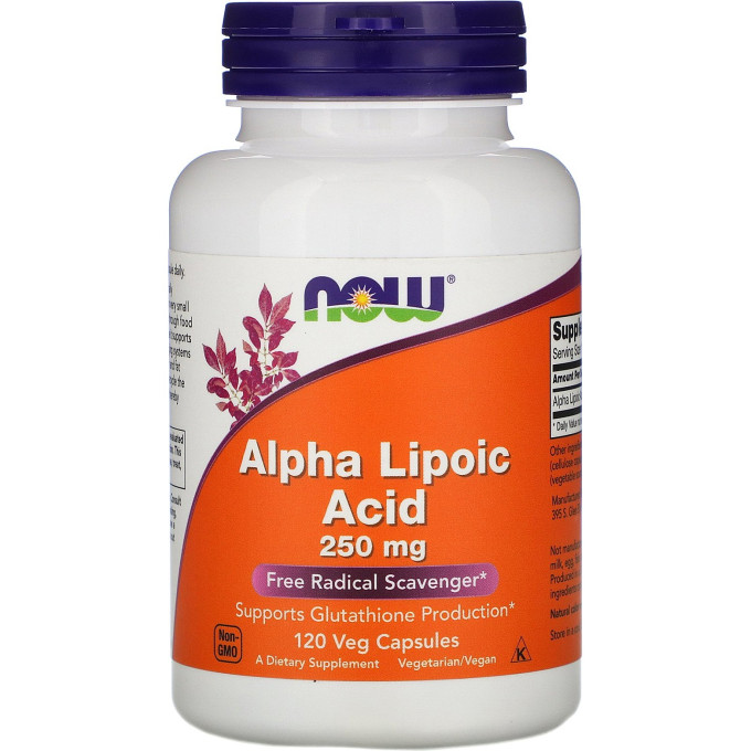 Альфа липоевая кислота NOW FOODS ALPHA LIPOIC ACID, 250 мг, 120 капсул