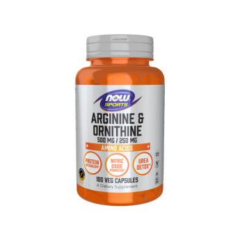Аминокислота L-Аргинин + L-Орнитин NOW FOODS Arginine + Ornithine 100 капсул