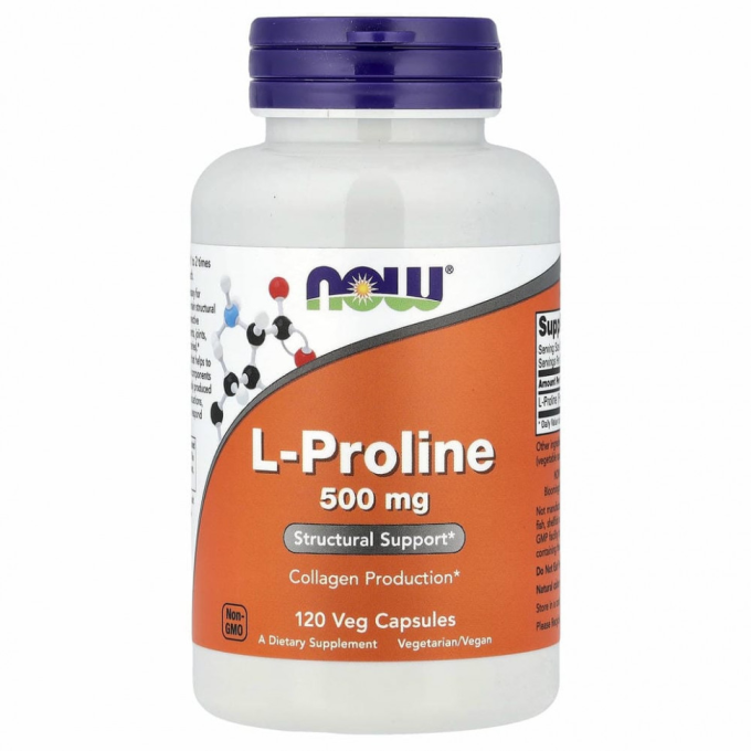 NOW FOODS L-PROLINE 500 mg, 120 капсул