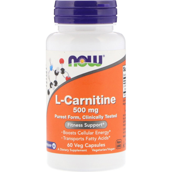Аминокислота NOW FOODS L-CARNITINE, 500 мг - 60 капсул