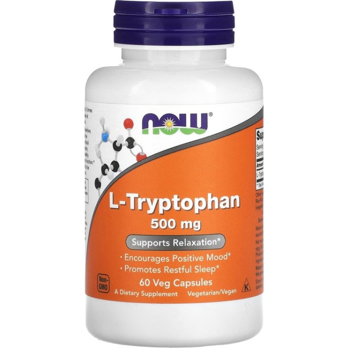 Аминокислота NOW FOODS L-TRYPTOPHAN, 500 мг, 60 капсул