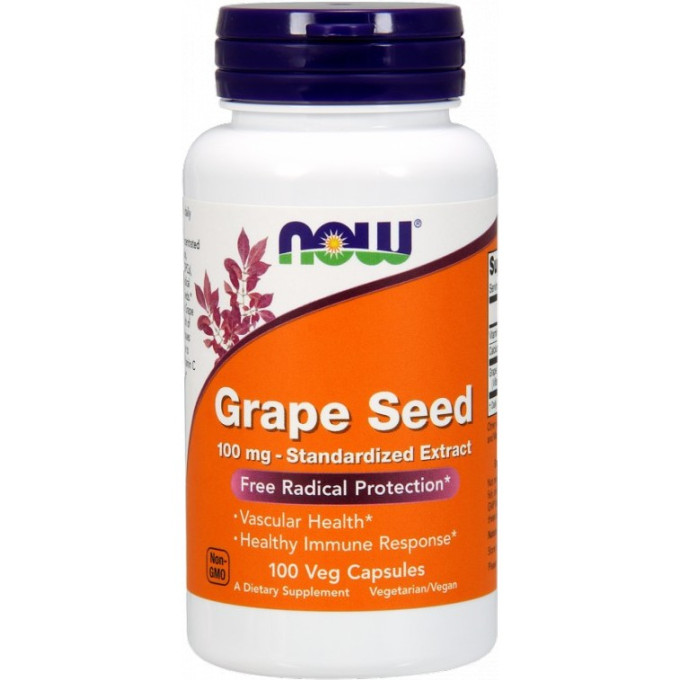 Антиоксидант NOW Foods Grape Seed, 60 мг - 100 капсул