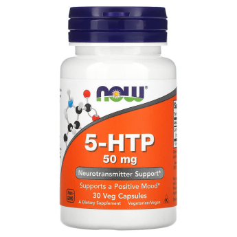 Бад седативный NOW 5-HTP, 5-Гидрокситриптофан 50 мг - 30 капсул