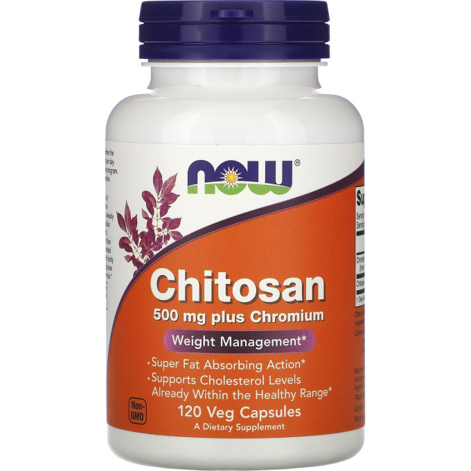 Биологически активная добавка NOW FOODS CHITOSAN WITH CHROMIUM (Хитозан), 500 мг - 120 капсул