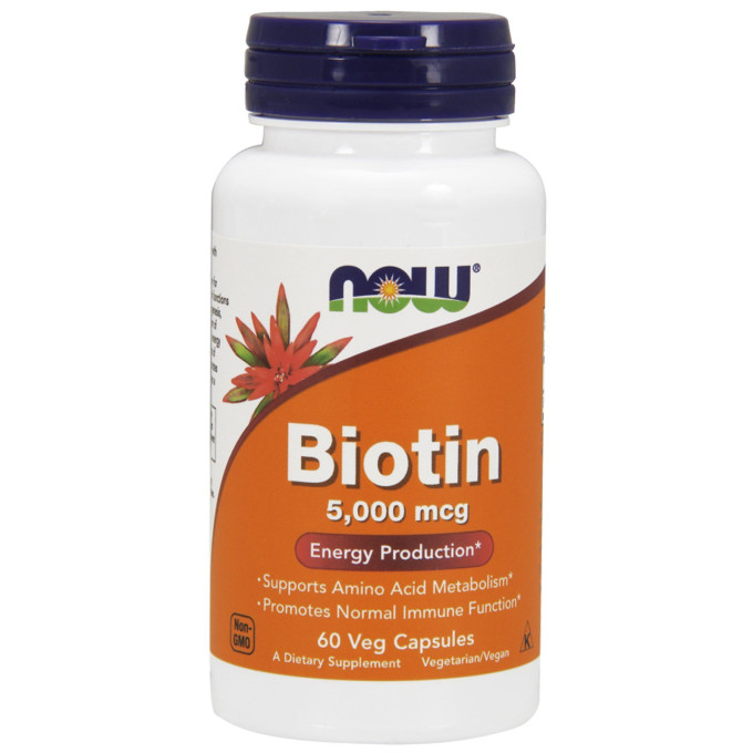 Биотин NOW FOODS Biotin 5000 мкг, 60 капсул