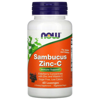 Бузина Цинк и Витамин С NOW FOODS Sambucus Zinc-C 60 жевательных таблеток