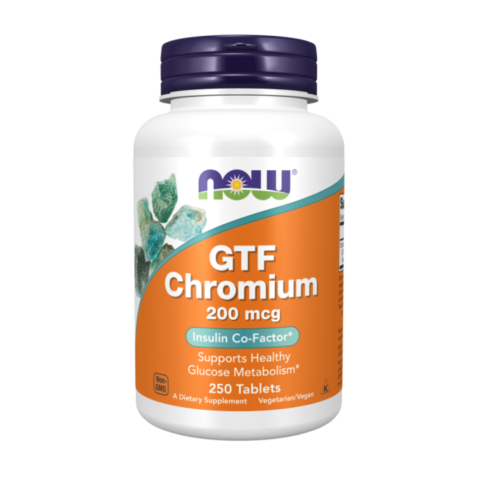 Хром NOW FOODS GTF CHROMIUM 200 мкг, 250 таблеток