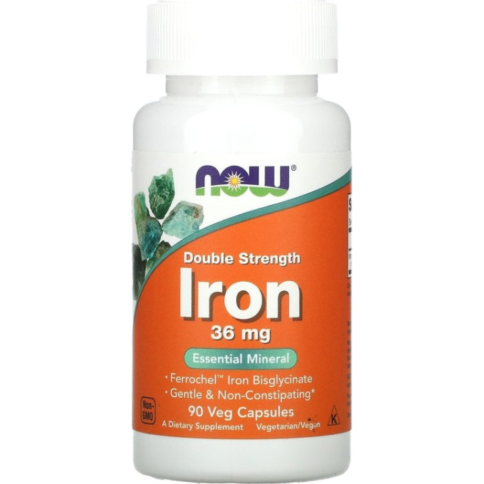Железо NOW FOODS IRON, 36 мг, 90 капсул