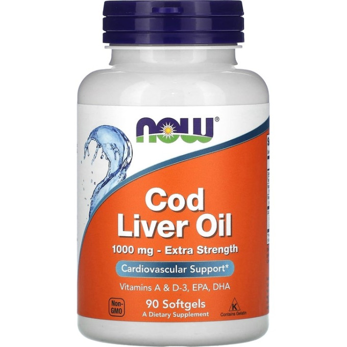 NOW Cod Liver Oil, 90 капсул