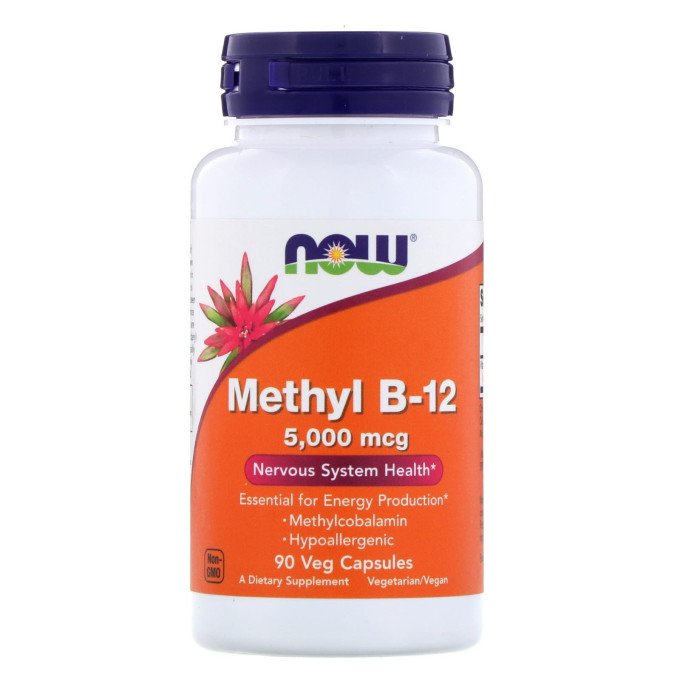 Витамин Б-12 NOW FOODS Methyl Vitamin B-12 5000mcg, Methylcobalamin, 90 капсул