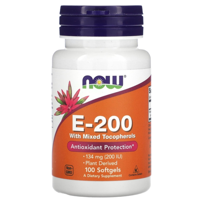 Витамин NOW FOODS E-200 MIXED TOC 100 капсул