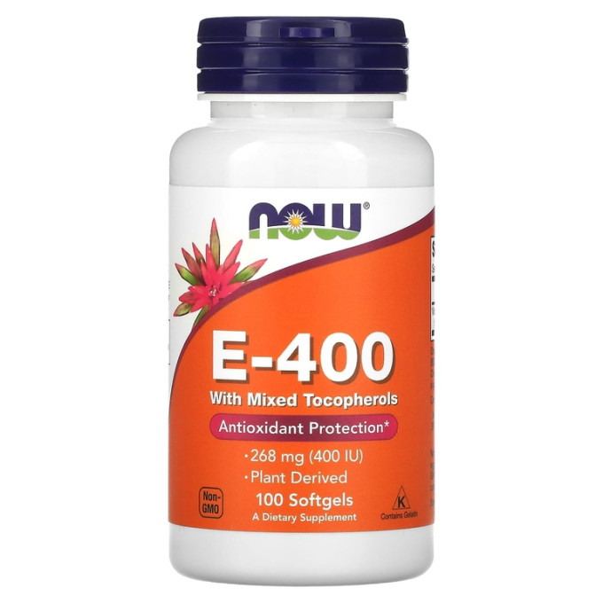 Витамин NOW FOODS E-400 MIXED TOC 100 капсул