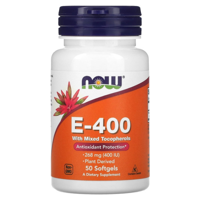 Витамин NOW FOODS E-400 MIXED TOC 50 капсул