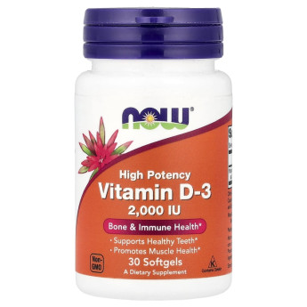 Витамин NOW FOODS VITAMIN D-3 2,000 IU, High Potency, 30 капсул