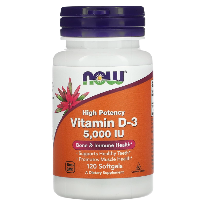 NOW FOODS VITAMIN D-3, 5000 МЕ, 120 капсул